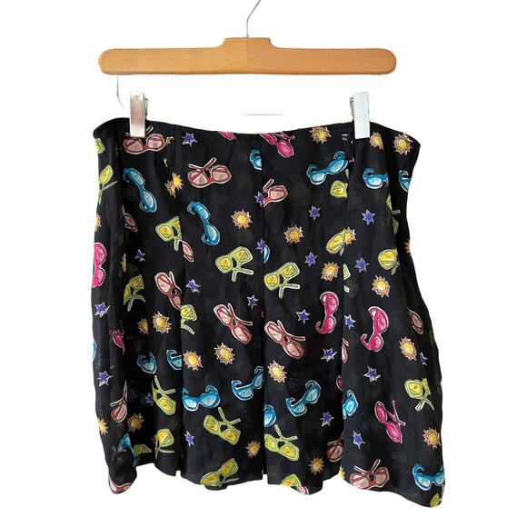 Vintage 80s sunglasses print pleated mini skirt - Picture 1 of 5